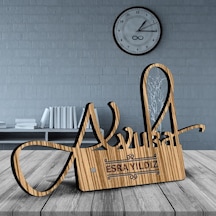 Kişiye Özel Mesleki Avukat Ahşap Masa İsimliği - D7