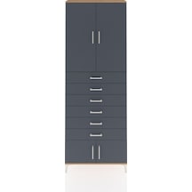 Arges Dolap 3 Raflı 6 Çekmeceli 4 Kapaklı 88x30x243 Çam-antrasit Çam
