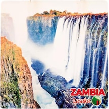 Zambiya Temalı Ahşap Bardak Altlığı Çok Renkli