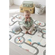 Araba Yarışı Katlanabilir Çocuk Oyun Matı 200 x 130 x 1 CM