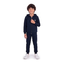 Onloox Erkek Lacivert Erkek Çocuk Lacivert İçi Şardonlu Kapüşonlu Dar Paça Slim Arma Detaylı Eşofman Takımı 2-3 Yaş