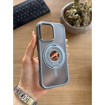 Apple iPhone Uyumlu 16 Standlı Ve Yüzüklü Magsafe Kılıf Soocase721 Gri