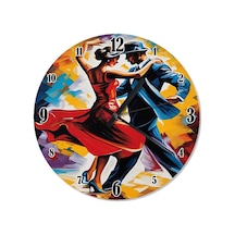 Tango Yapan Sevimli Çift Analog Duvar Saati Çok Renkli