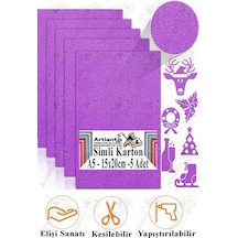 Simli Karton A5 15x20 Cm 5 Li 1 Paket Simli Fon Kartonu Parıltılı Kağıt Anasınıfı Kreş Etkinlik Proje Dekoratif Mor
