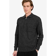 Defacto Standart Fit Polo Yaka Yarım Fermuarlı Triko Kazak G6182ax25cwar195 Antrasit-ar195