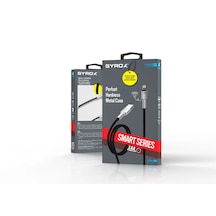 Syrox C133al 2.4a Metal Başlı Hasır Hızlı Şarj Kablo