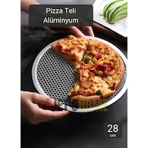Pizza Tepsisi Alüminyum Pizza Teli Lahmacun Tepsisi 28 Cm Gri