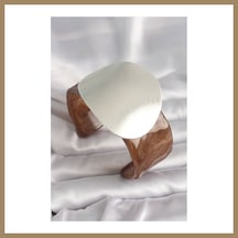 Bezos Kahverengi Mermer Desen Akrilik Plastik Gümüş Plaka Model Vintage Kadın Bilezik 22 53352935