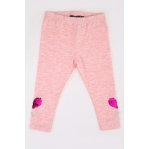 Toontoy Kids Toontoy Kız Çocuk Paçası Çevirmeli Pullu Tayt Pembe Melanj