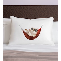 Bk Gift Eğlenceli Kedi Tasarımlı Pamuklu Yastık Kılıfı-1 50x70cm , Sevgiliye , Ev si, Tasarım Ev Tekstili