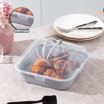 Porsima 1094 Soft Kilitli Taşıma Çantalı Pasta Kek Börek Kabı Gri