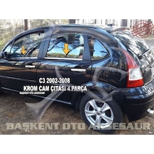 Citroen C3 Krom Cam Çıtası 4 Parça 2002-2009 Paslanmaz Çelik