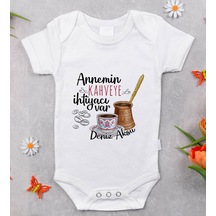 Bk Gift Bk Kids İsimli Annemin Kahveye İhtiyacı Var Tasarımlı Bebek Body Zıbın - Model 1 9-12 Ay Sarı