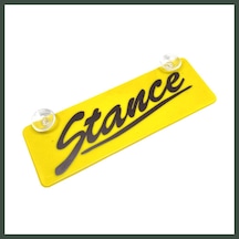 Bezos Stance Yazılı Sarı Dekor Plaka Vantuzlu Cam Süsü 22x7.5cm Nhr