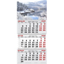 2026 Yılı Gemici Takvimi-karlar İçerisinde Göl Kenarında Ev