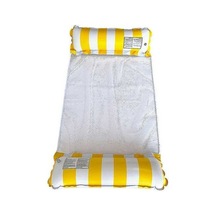 Bloomnest Şişme Havuz Şamandırası Hamaklı Su Şezlongu, Katlanabilir Sırt Dayanıklı Plaj Su Yüzen Sal, Newway Sarı Sarı