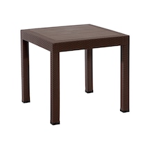 Rattan 80x80 Camsız Kahve Masa - Bahçe&balkon&teras Koyu kahverengi