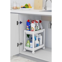 Ayrex 2 Katlı Tekerlekli Düzenleyici Raf Mutfak Tezgah & Evye Altı Dolap İçi Organizer, Banyo Deterjanlık Ve Şamp Diğer