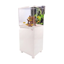 Kanki Pet 40x40x40 Nano Beyaz Sehpalı Akvaryum Seti 6mm Ultra Clear