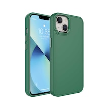 Lexroo İphone 14 Plus Kılıf Metal Çerçeve Ve Buton Tasarımlı Sert Botox Kılıf - Koyu Yeşil