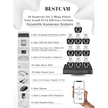 10 Kameralı Set 5 Mp Sony Lensli Full Hd Kamera Seti 500 Gb Hdd