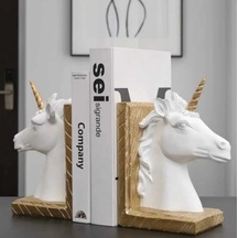 Tek Boynuz At Beyaz Biblo Dekoratif Obje Kitap Tutucu 2 Adet