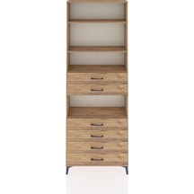 Arges Dolap 4 Raflı 6 Çekmeceli 88x30x243 Çam-çam Çam