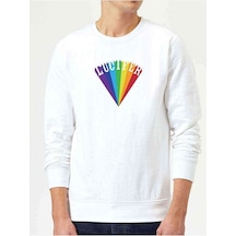 Lucifer Rising Baskılı Beyaz Erkek Örme Sweatshirt