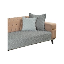 Ponela Bohem Ponponlu Koltuk Örtüsü 90x200 Cm Sadece Oturma Alanı 1 Adet - Gri Çok Renkli