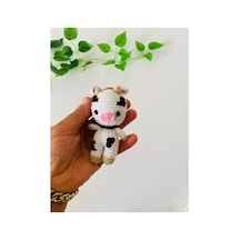 Adenya Sepeti Amigurumi İnek Anahtarlık Beyaz