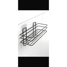 Metal Kancalı Tek Katlı Banyo Rafı Siyah