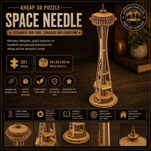 Algwooddesign Space Needle Ahşap Maket Seti 321 Parça Dıy 3d Puzzle Seattle Kulesi Koleksiyoner Modeli