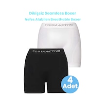 Uniquetrenders Erkek Dikişsiz/seamless Nefes Alabilen Boxer 4 Adet Beyaz - Siyah