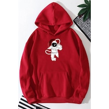 Uyguntarz Unisex Astronot Baskılı Sweatshirt Kırmızı