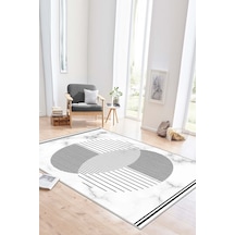 West Home Dijital Baskı Yıkanabilir Kaymaz Taban Beyaz Salon Halısı Mutfak Halısı Yolluk Wh 534 White
