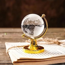 Krn Global Group Gold Dekoratif Cam Dünya Küre / Mini Ofis Masası Süsü / Şık Hediyelik Dünya Çok Renkli