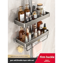 Fosenze Banyo Duş Rakusu: Uzay Alüminyum, Delme Yok, Çift Katlı, Tutanaklı, Duş Çubuğu İle Entegre, Modern Tasarım Gri Diğer