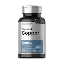Chelated Copper 6mg 300 Tablet Temel İz Mineral Vejetaryen, Gdo'suz, Glutensiz