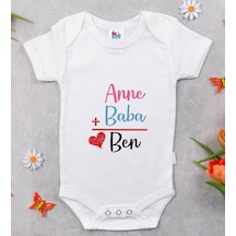 Bk Kids Anne Baba Tasarımlı Beyaz Bebek Body Zıbın-1 Çok Renkli