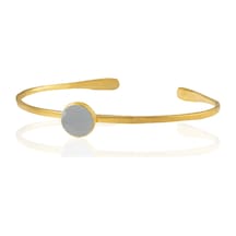 Kadir Jewellery Zirkon Taşlı Ayarlanabilir 22 Ayar Altın Kaplama Bilezik Gri
