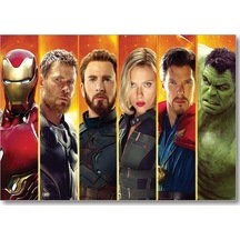 Cakasepetim Iron Man, Thor, Captain America, Black Widow, Dr.strange Ve Hulk Ahşap Mdf Tablo
