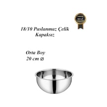 304 Paslanmaz Çelik Sade Çırpma & Karıştırma Kasesi 18/10, Derin, Kapaksız 20 Cm Orta Boy Diğer