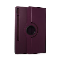 Galaxy X610 Tab S9 Fe Plus 12.4 Kılıf 360 Tablet Deri Kılıf - Mürdüm Arka Kapak