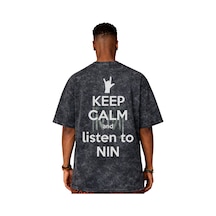 Nin Rock Metal Müzik Grubu Baskılı Unisex Oversize Eskitme Yıkama Siyah