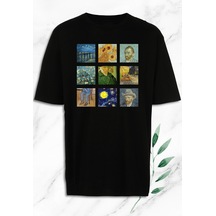 Flood Of Style Oversize Art Van Gogh Portre Kolaj Baskılı Siyah Tişört