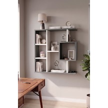 Reyo Enda Home Yegane Duvar Rafı, Duvar Kitaplığı, Dekoratif Kitaplık, Modern Kitaplık Beyaz - Antrasit