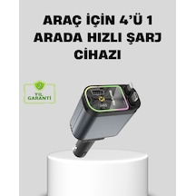 Araç Şarj Cihazı 66w 4 Portlu Hızlı Şarj Ve Led Işıklı