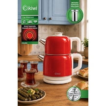 Kiwi Ktm2921 Retro Paslanmaz Çelik Çay Makinesi - Kırmızı