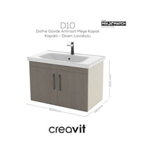 Creavit D20 80 Cm Kapaklı Lavabo Dolabı Dafne Melamin Kapak Demonte Dafne