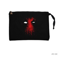 Zepplin Giyim Deadpool Face Siyah Clutch Astarlı Cüzdan / El Çantası